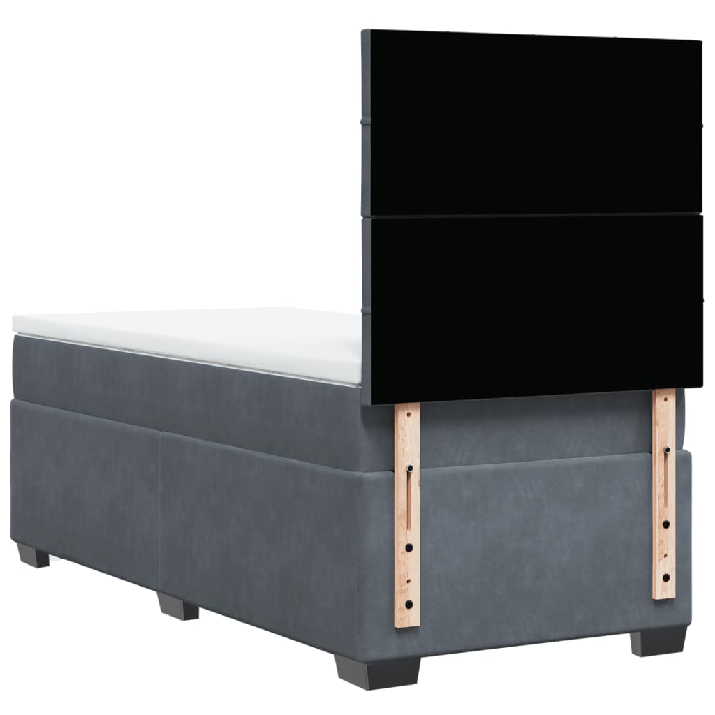 Giroletto a Molle con Materasso Grigio Scuro 90x190 cm Velluto
