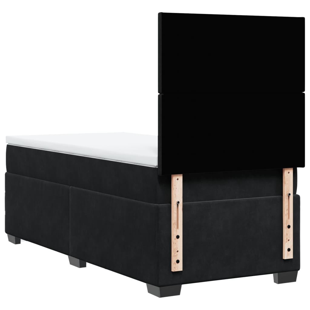 Giroletto a Molle con Materasso Nero 90x200 cm in Velluto