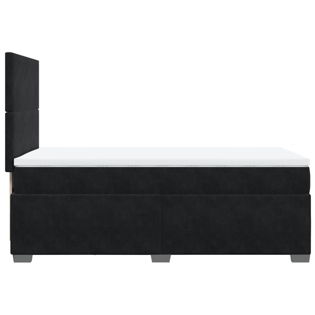 Giroletto a Molle con Materasso Nero 90x200 cm in Velluto | homemem39