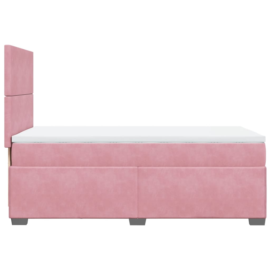 Giroletto a Molle con Materasso Rosa 90x200 cm in Velluto | homemem39