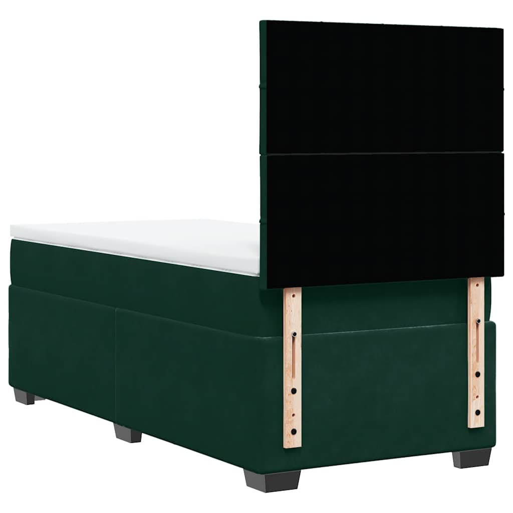 Giroletto a Molle con Materasso Verde Scuro 90x200 cm Velluto