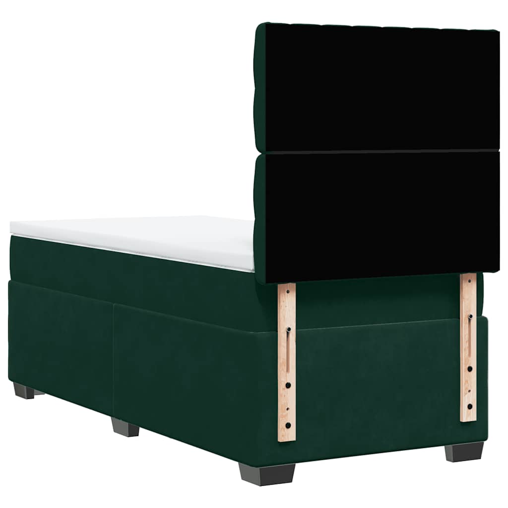 Giroletto a Molle con Materasso Verde Scuro 90x200 cm Velluto
