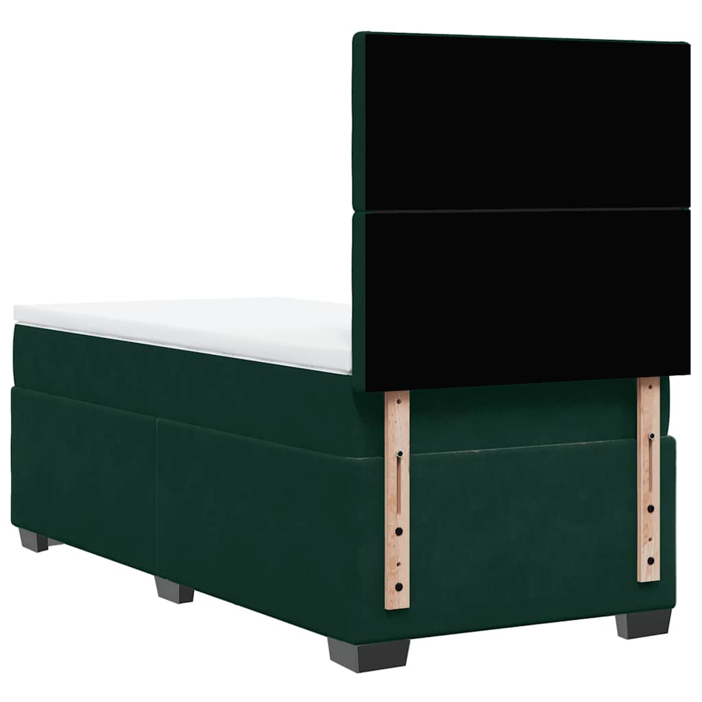 Giroletto a Molle con Materasso Verde Scuro 90x200 cm Velluto
