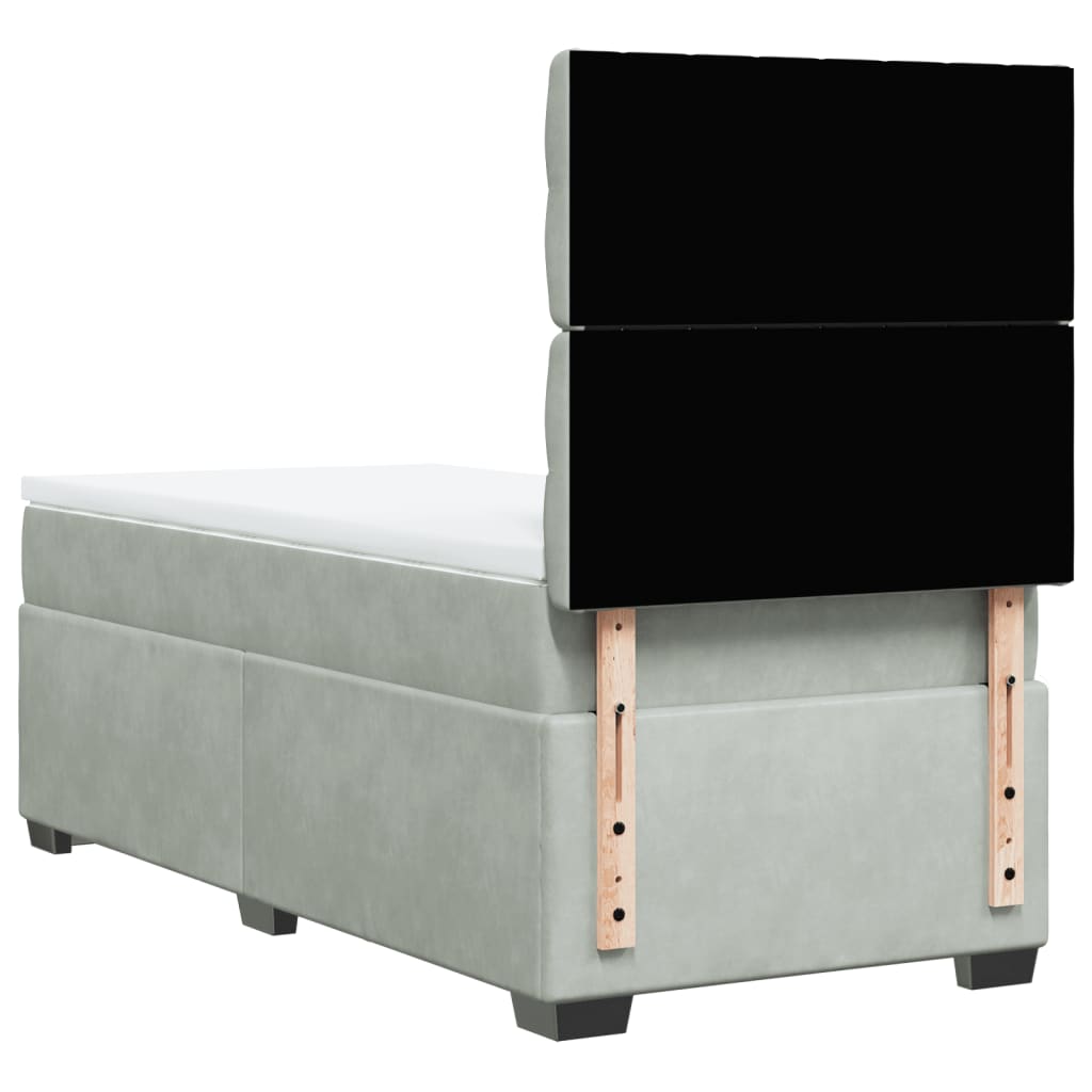 Giroletto a Molle con Materasso Grigio Chiaro 100x200cm Velluto
