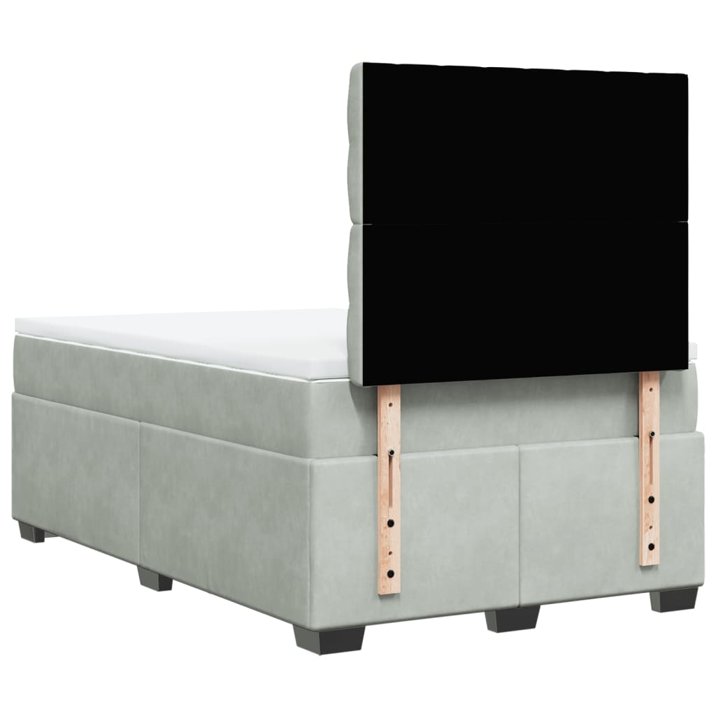 Giroletto a Molle con Materasso Grigio Chiaro 120x190cm Velluto