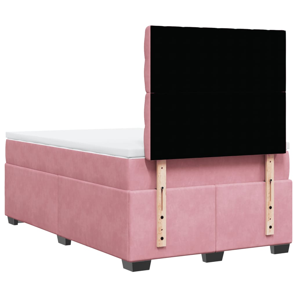 Giroletto a Molle con Materasso Rosa 120x190 cm in Velluto