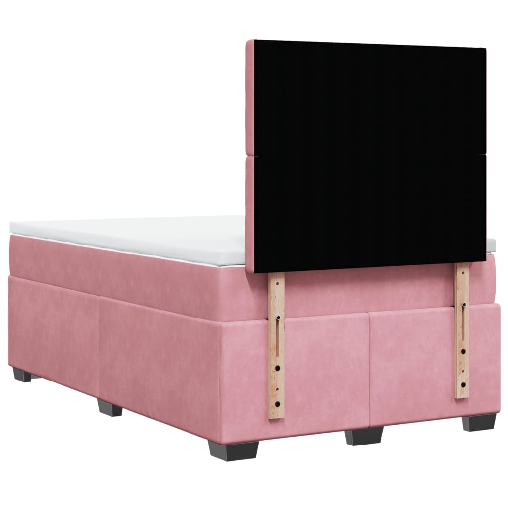 Giroletto a Molle con Materasso Rosa 120x190 cm in Velluto