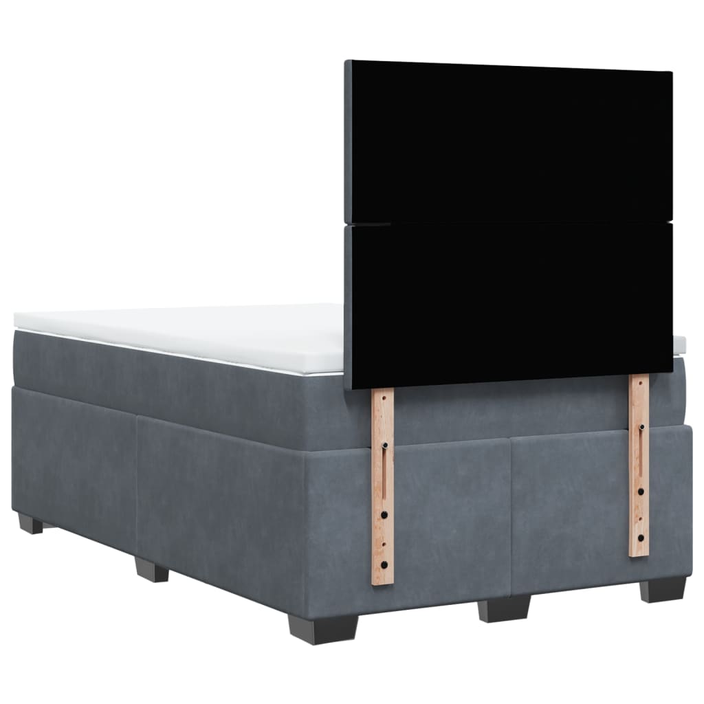 Giroletto a Molle con Materasso Grigio Scuro 120x200 cm Velluto