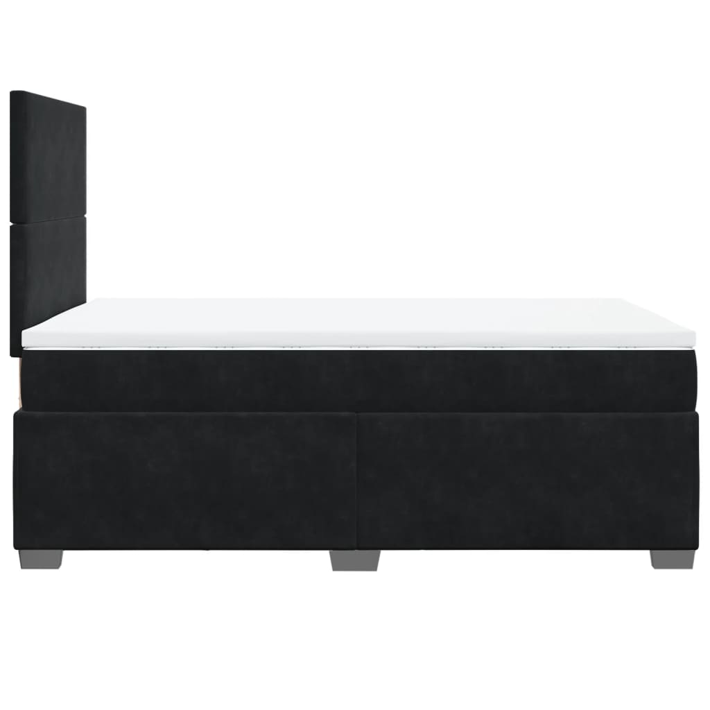 Giroletto a Molle con Materasso Nero 120x200 cm in Velluto