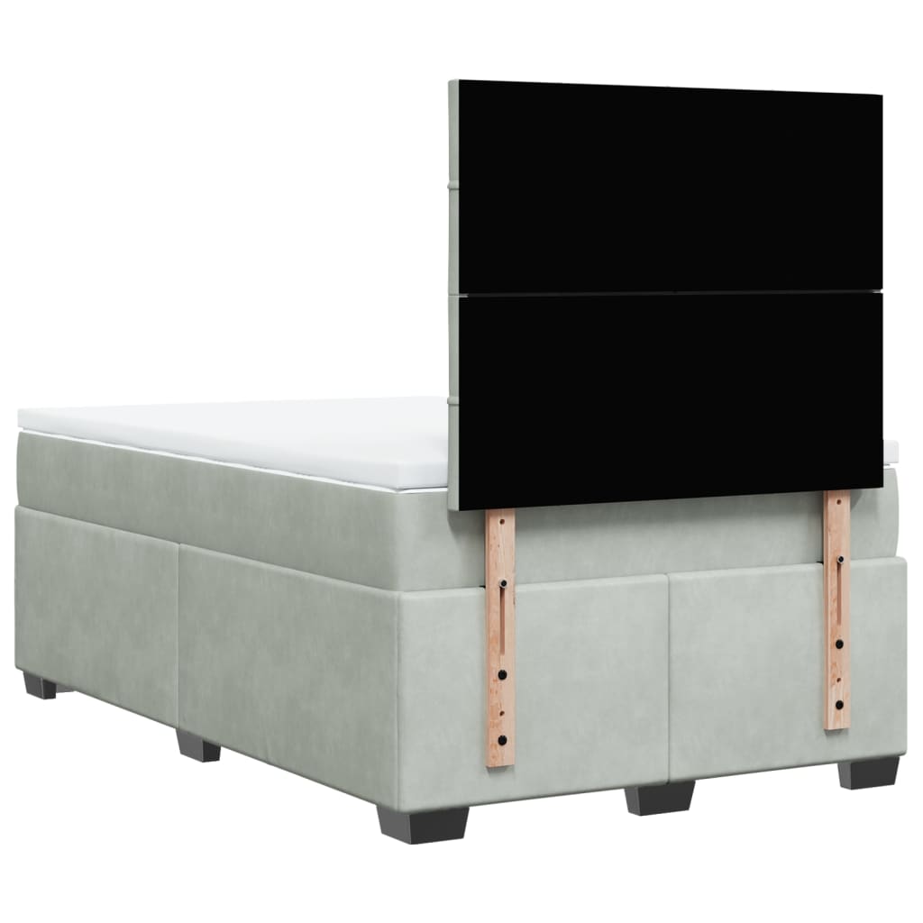 Giroletto a Molle con Materasso Grigio Chiaro 120x200cm Velluto