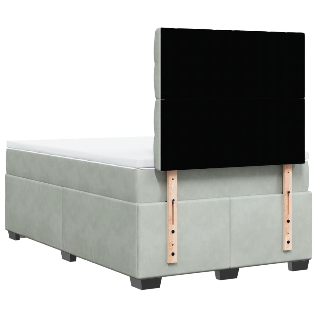 Giroletto a Molle con Materasso Grigio Chiaro 120x200cm Velluto