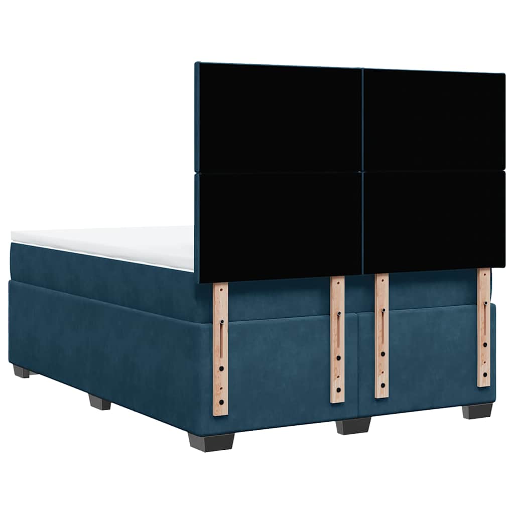 Giroletto a Molle con Materasso Blu 140x190 cm in Velluto