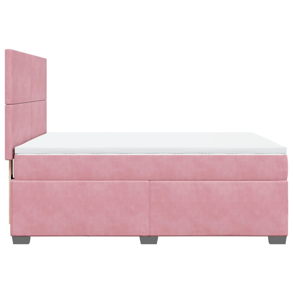 Giroletto a Molle con Materasso Rosa 140x190 cm in Velluto | homemem39