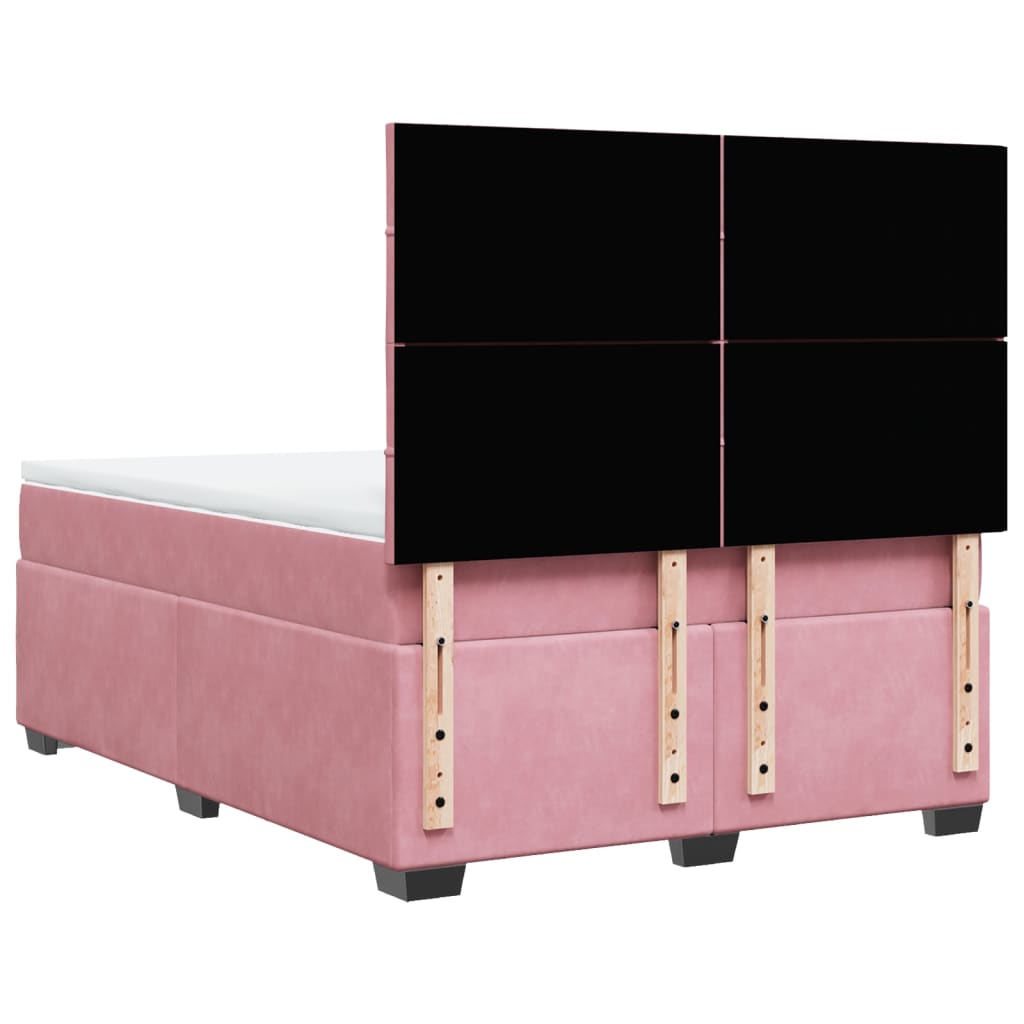 Giroletto a Molle con Materasso Rosa 140x190 cm in Velluto