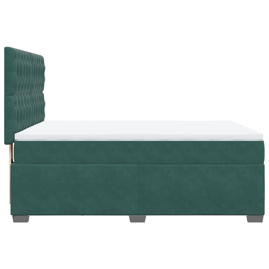 Giroletto a Molle con Materasso Verde Scuro 140x190 cm Velluto | homemem39