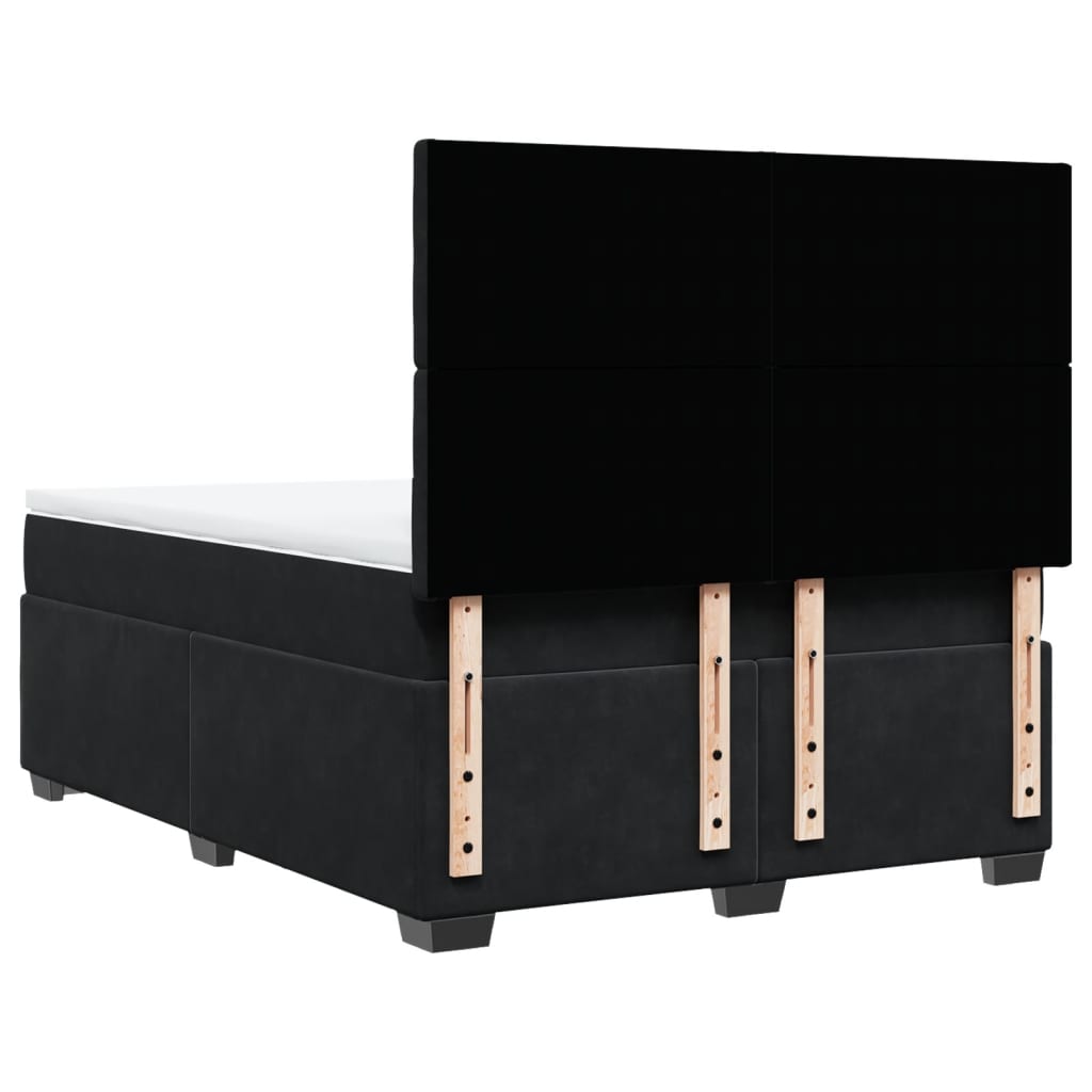 Giroletto a Molle con Materasso Nero 140x190 cm in Velluto