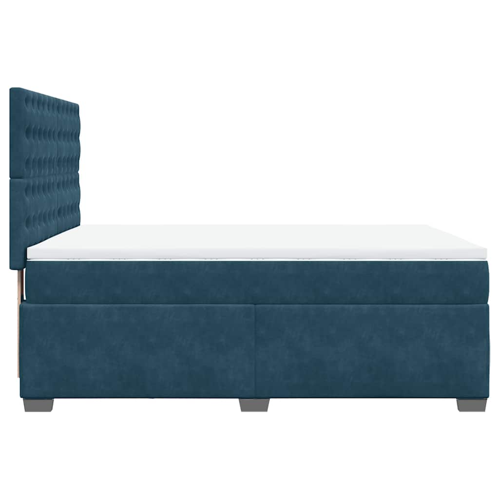 Giroletto a Molle con Materasso Blu 140x190 cm in Velluto | homemem39