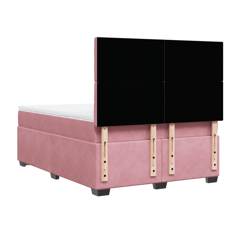 Giroletto a Molle con Materasso Rosa 140x190 cm in Velluto