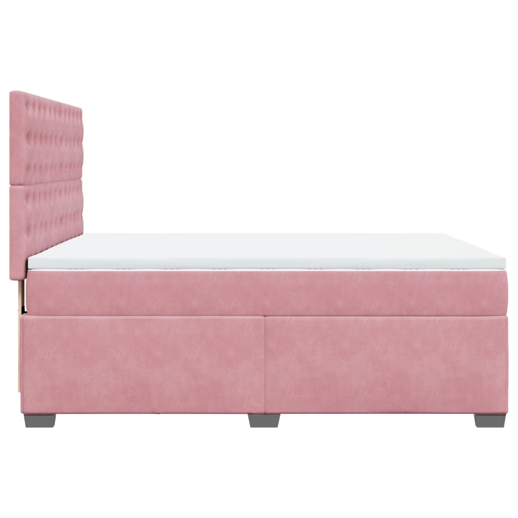 Giroletto a Molle con Materasso Rosa 140x190 cm in Velluto | homemem39