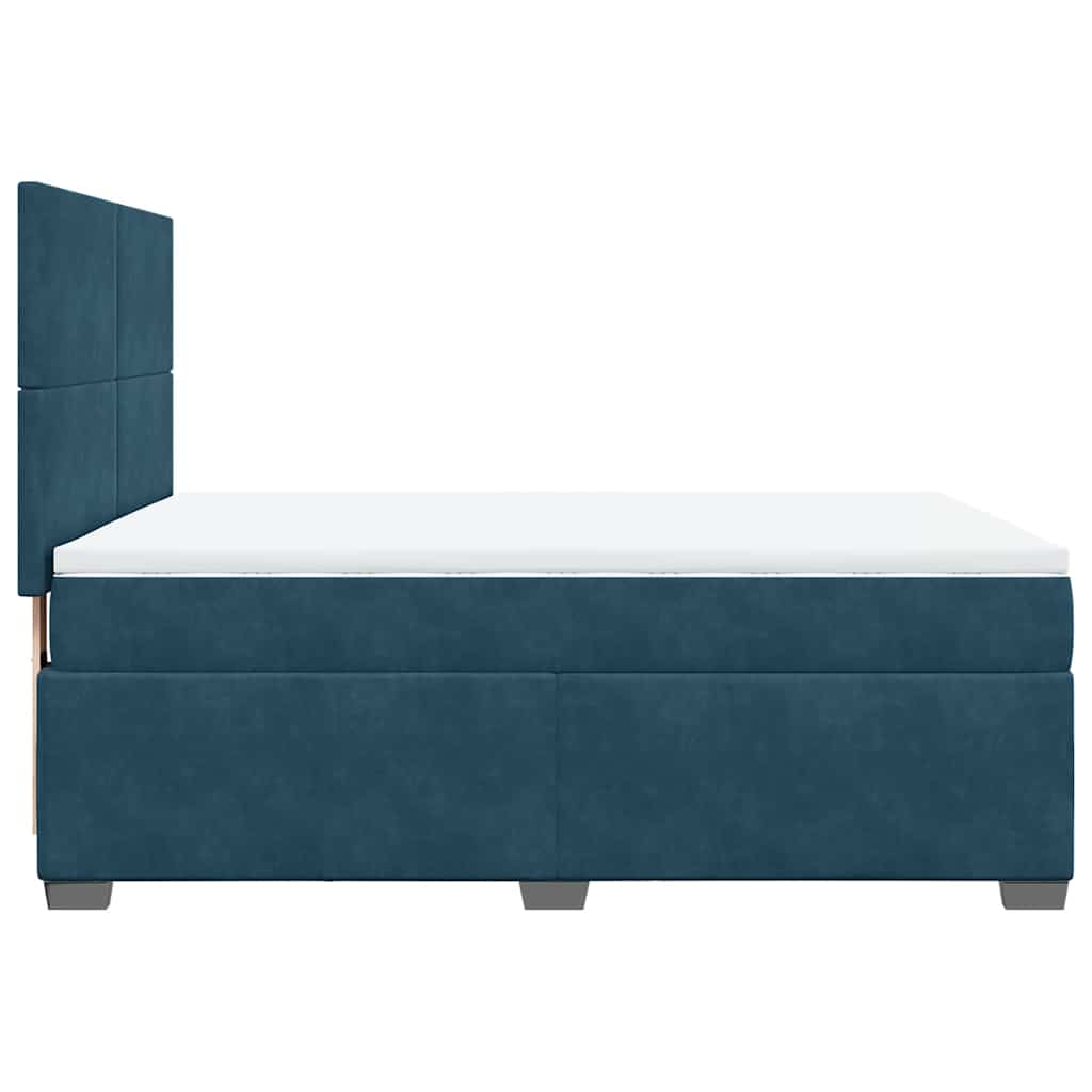 Giroletto a Molle con Materasso Blu 140x200 cm in Velluto