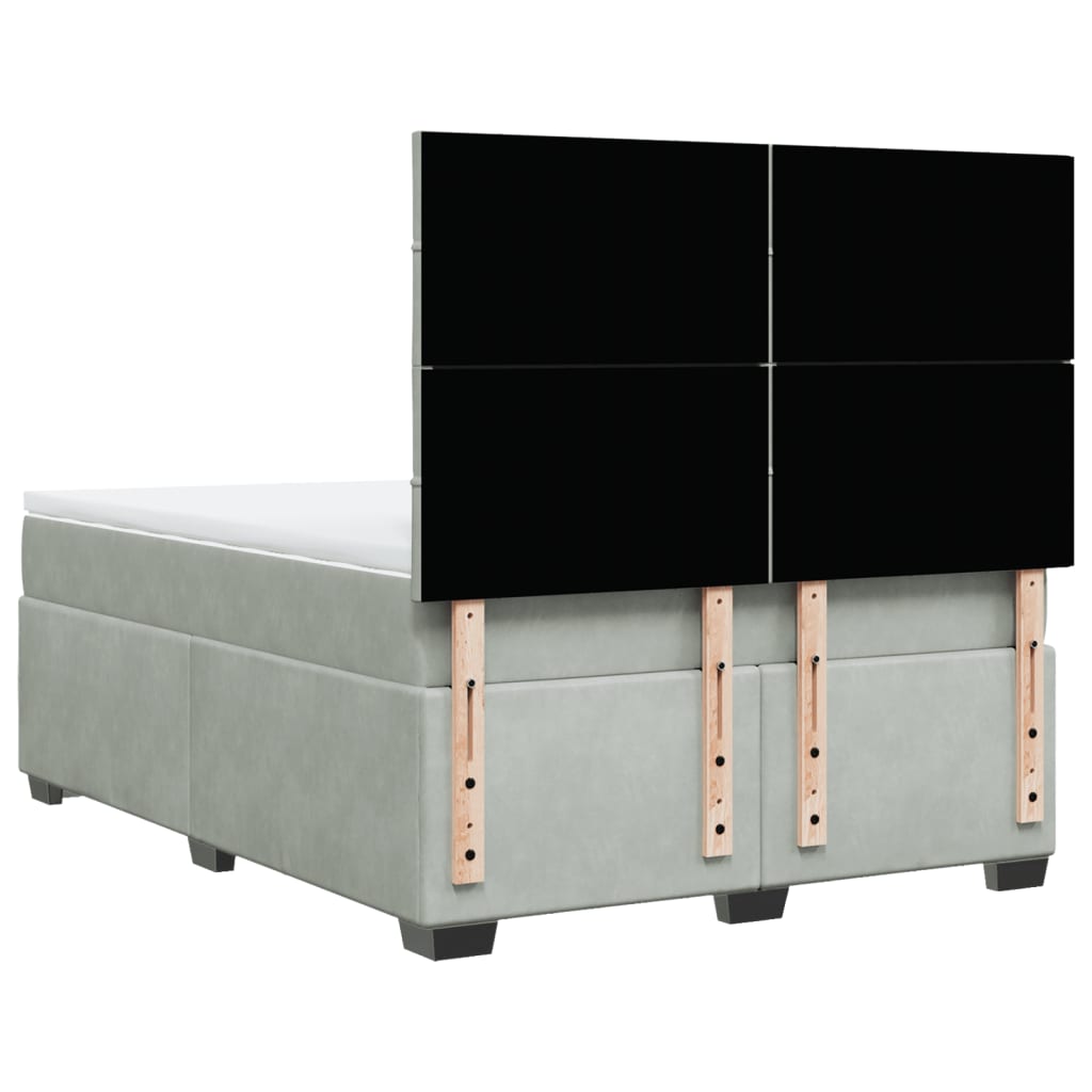 Giroletto a Molle con Materasso Grigio Chiaro 140x200cm Velluto