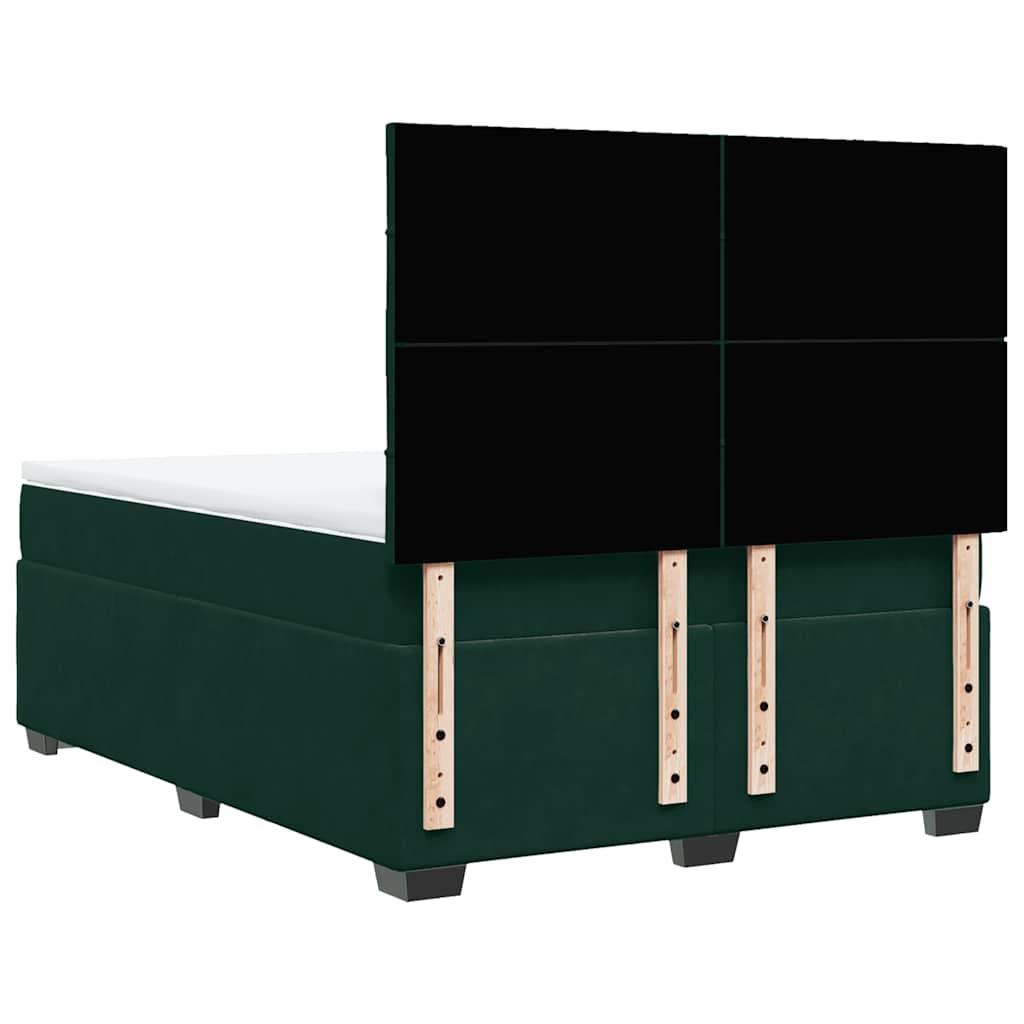 Giroletto a Molle con Materasso Verde Scuro 140x200 cm Velluto
