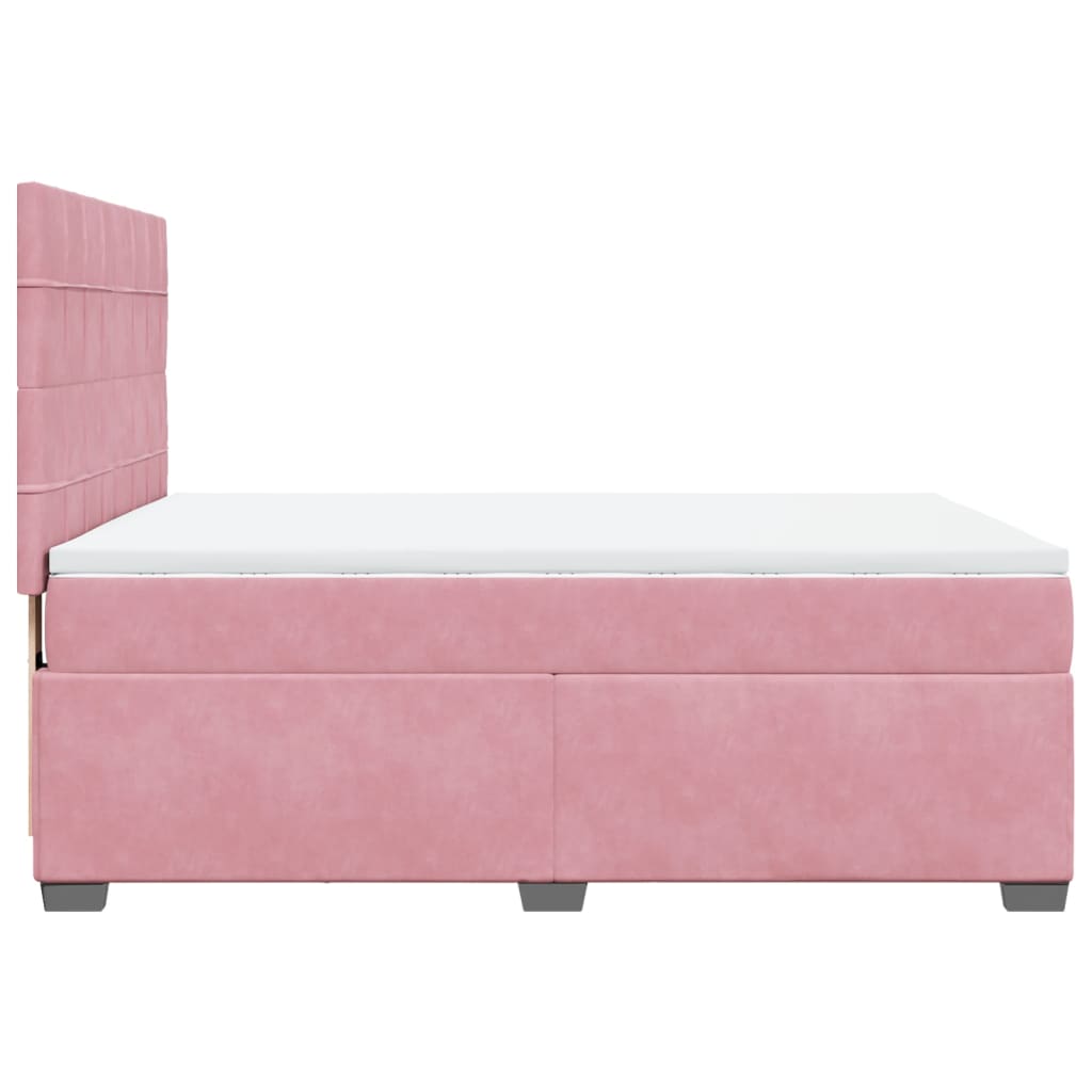 Giroletto a Molle con Materasso Rosa 140x200 cm in Velluto | homemem39