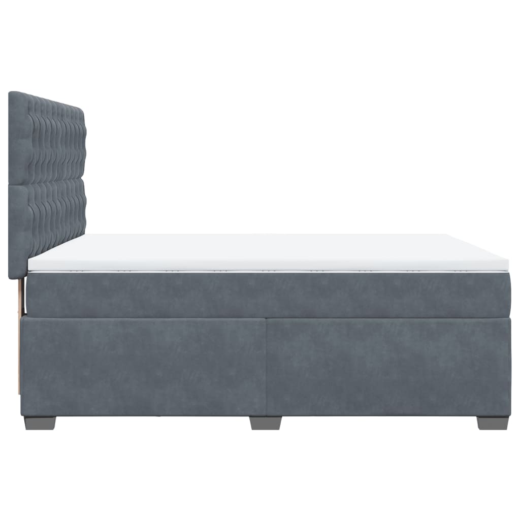 Giroletto a Molle con Materasso Grigio Scuro 140x200 cm Velluto | homemem39