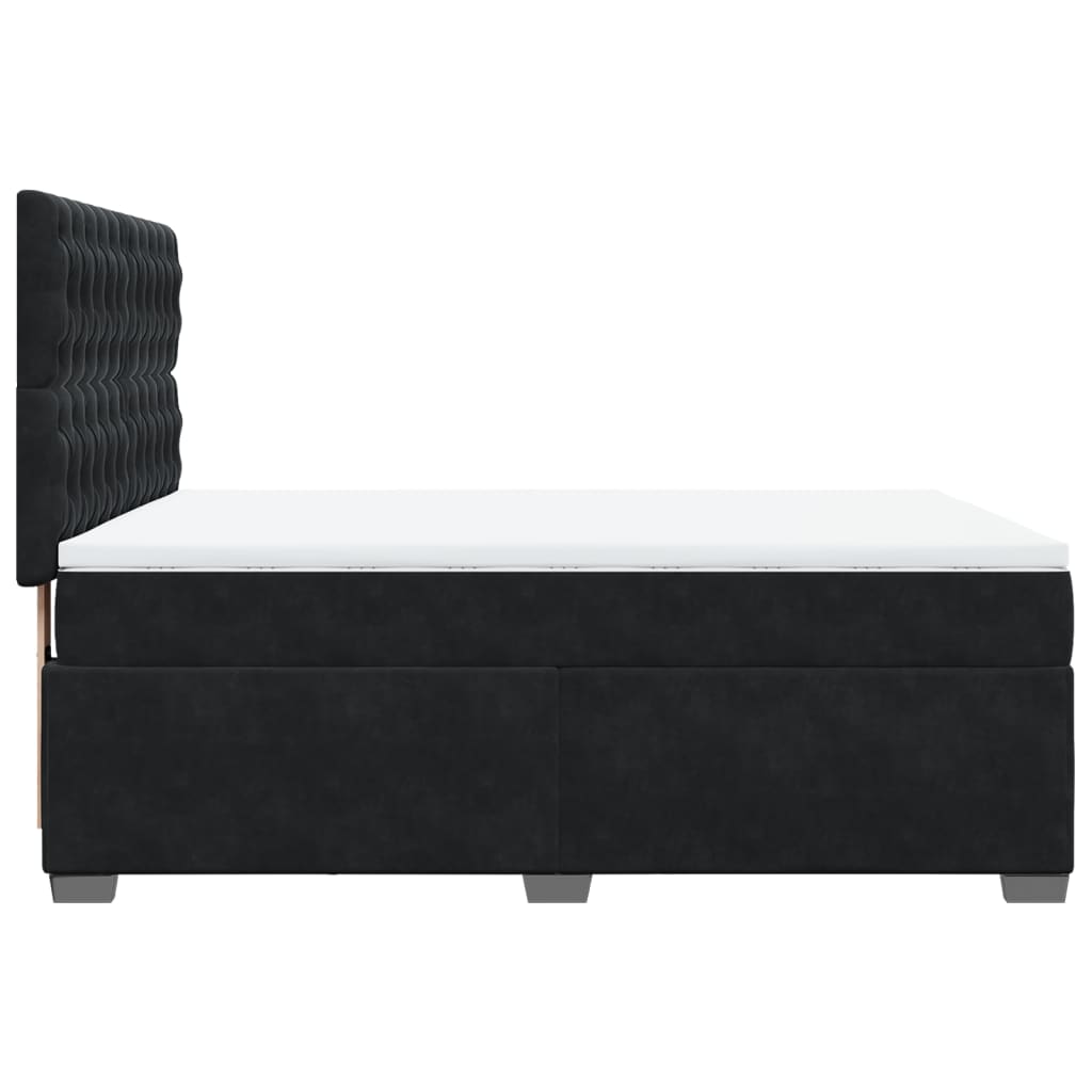 Giroletto a Molle con Materasso Nero 140x200 cm in Velluto | homemem39