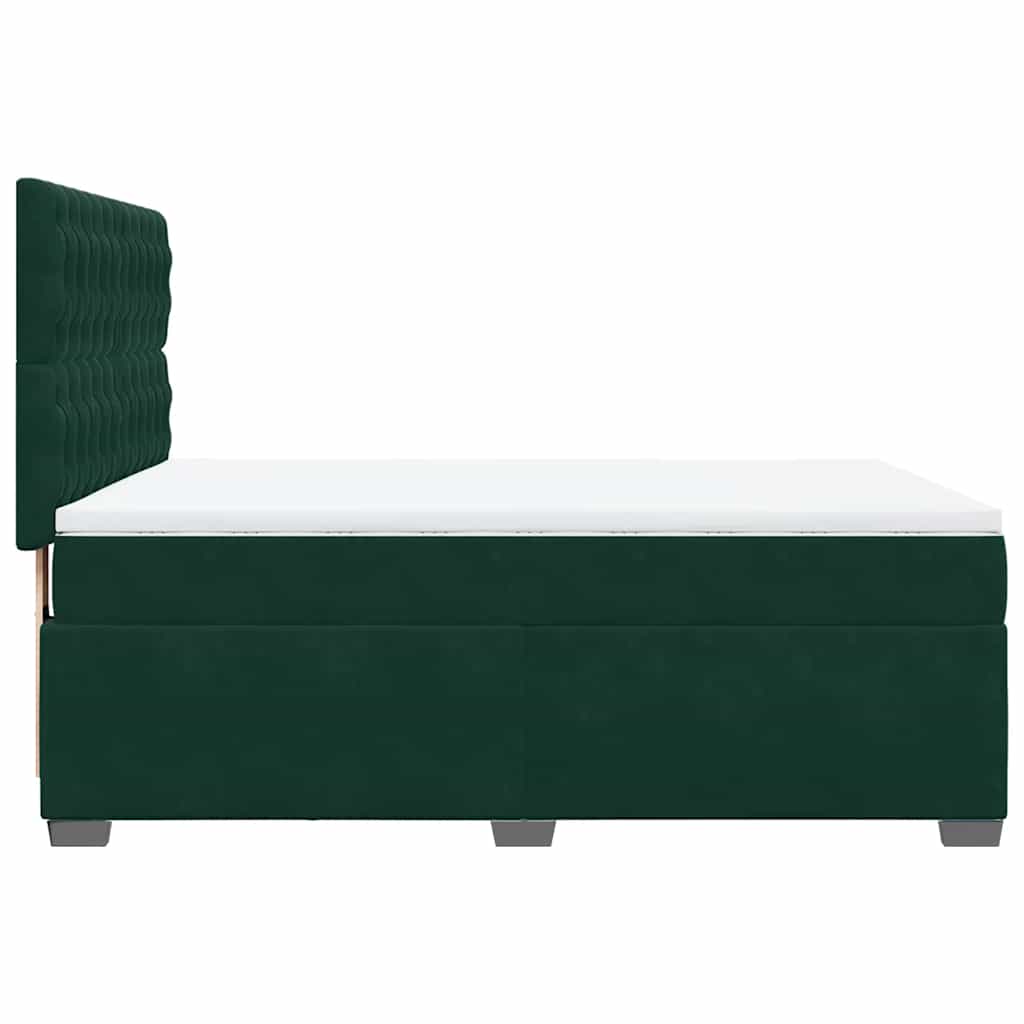 Giroletto a Molle con Materasso Verde Scuro 140x200 cm Velluto | homemem39