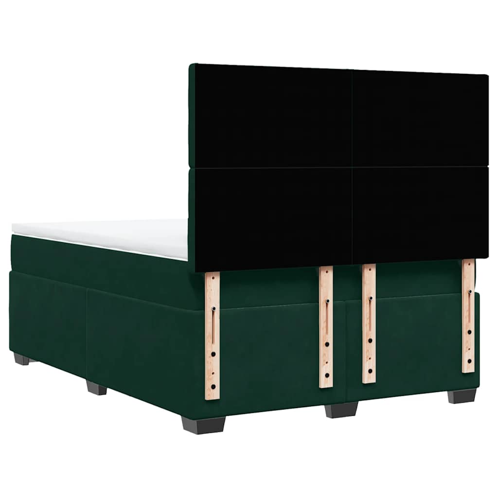 Giroletto a Molle con Materasso Verde Scuro 140x200 cm Velluto