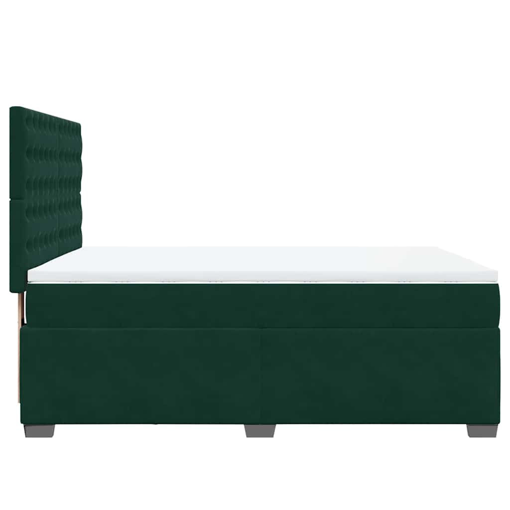 Giroletto a Molle con Materasso Verde Scuro 140x200 cm Velluto | homemem39