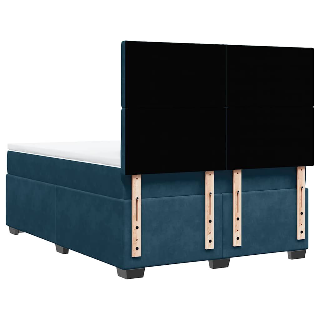 Giroletto a Molle con Materasso Blu 140x200 cm in Velluto