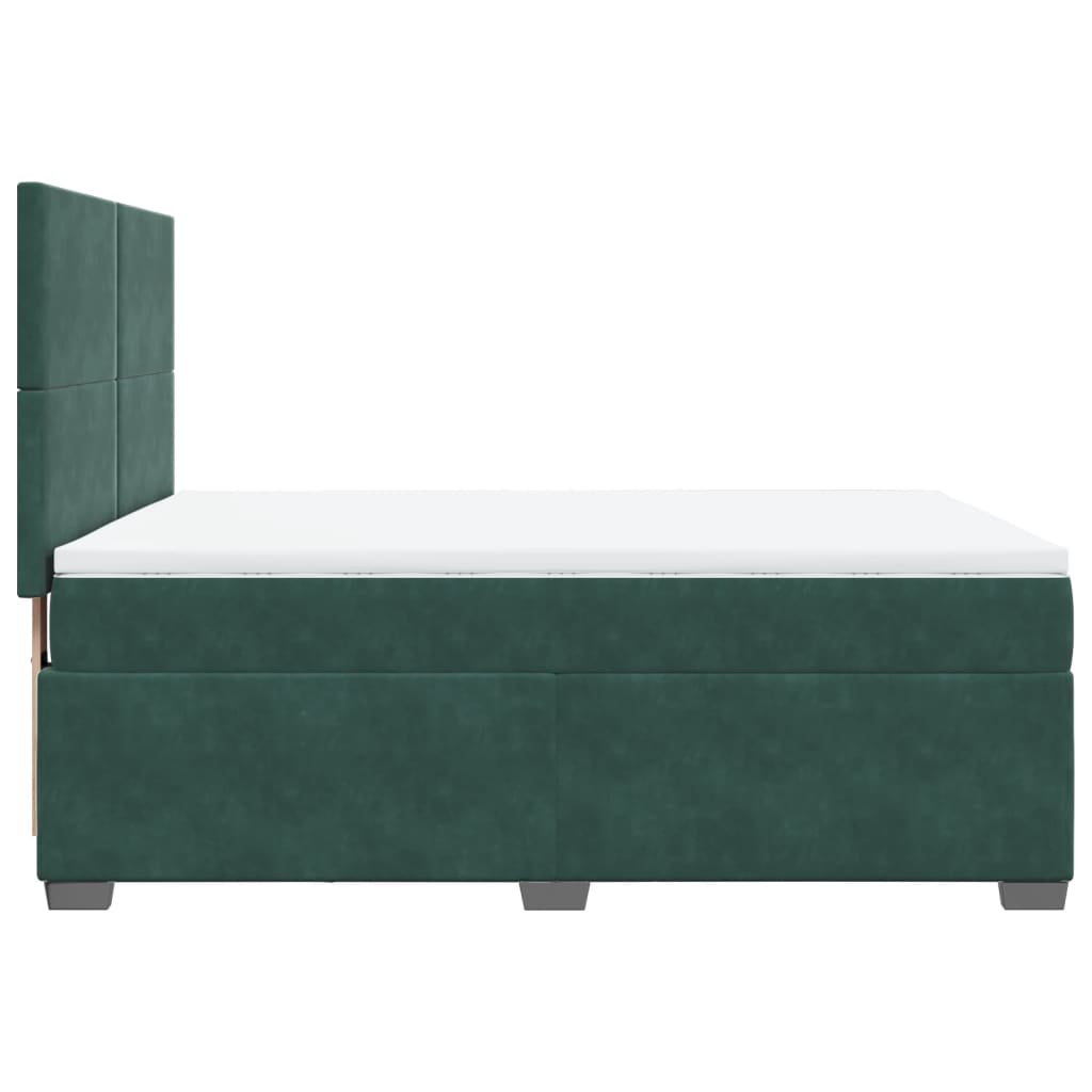 Giroletto a Molle con Materasso Verde Scuro 160x200 cm Velluto | homemem39