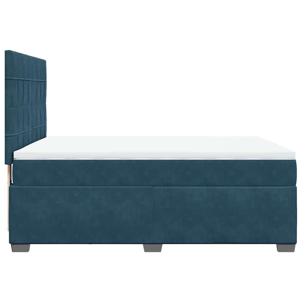 Giroletto a Molle con Materasso Blu 160x200 cm in Velluto | homemem39