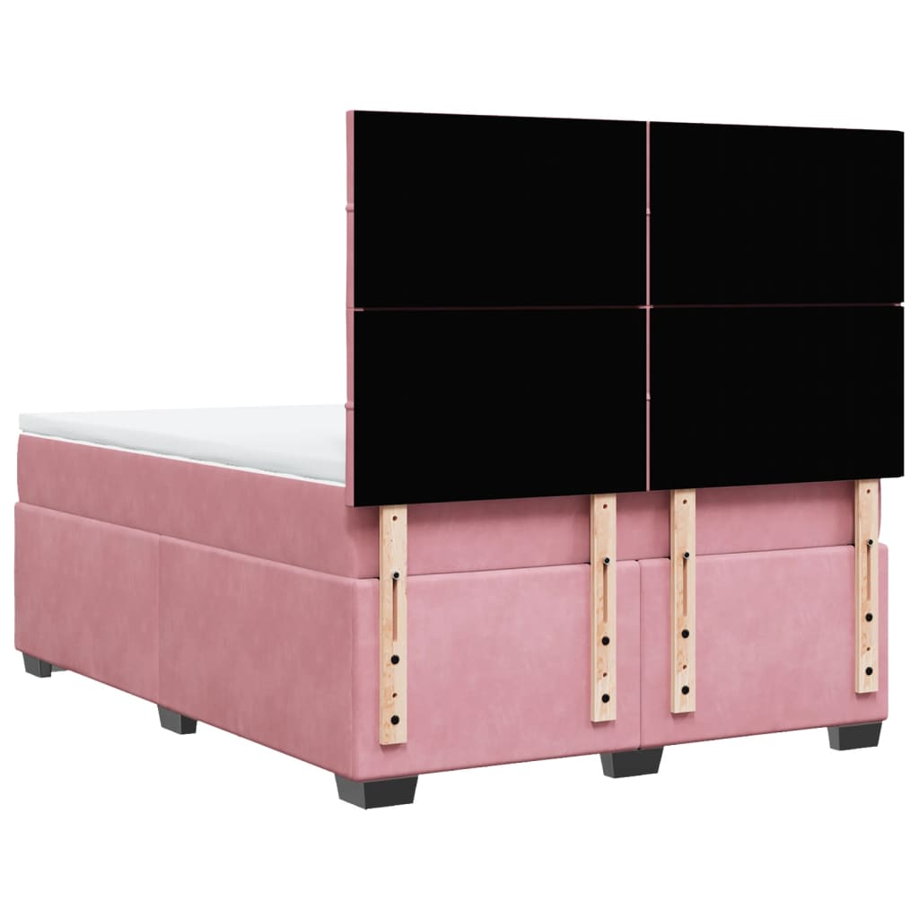 Giroletto a Molle con Materasso Rosa 160x200 cm in Velluto