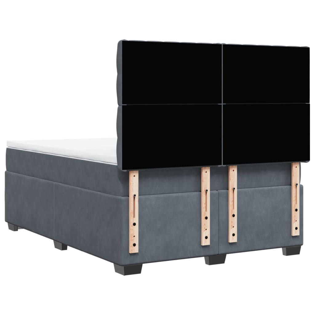 Giroletto a Molle con Materasso Grigio Scuro 160x200 cm Velluto