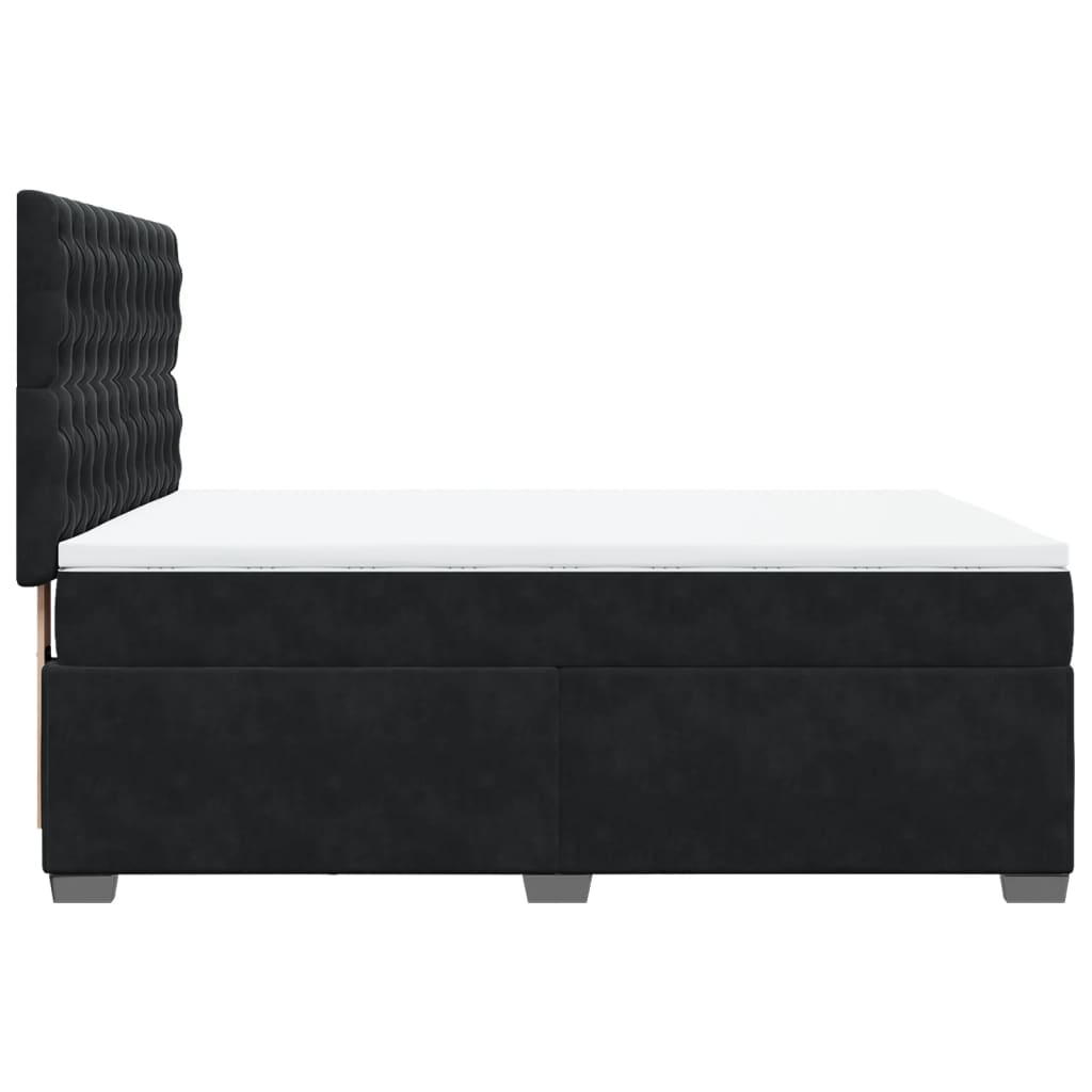 Giroletto a Molle con Materasso Nero 160x200 cm in Velluto | homemem39