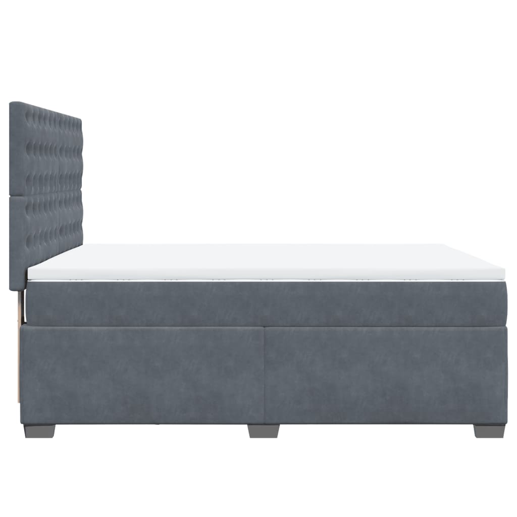 Giroletto a Molle con Materasso Grigio Scuro 160x200 cm Velluto | homemem39