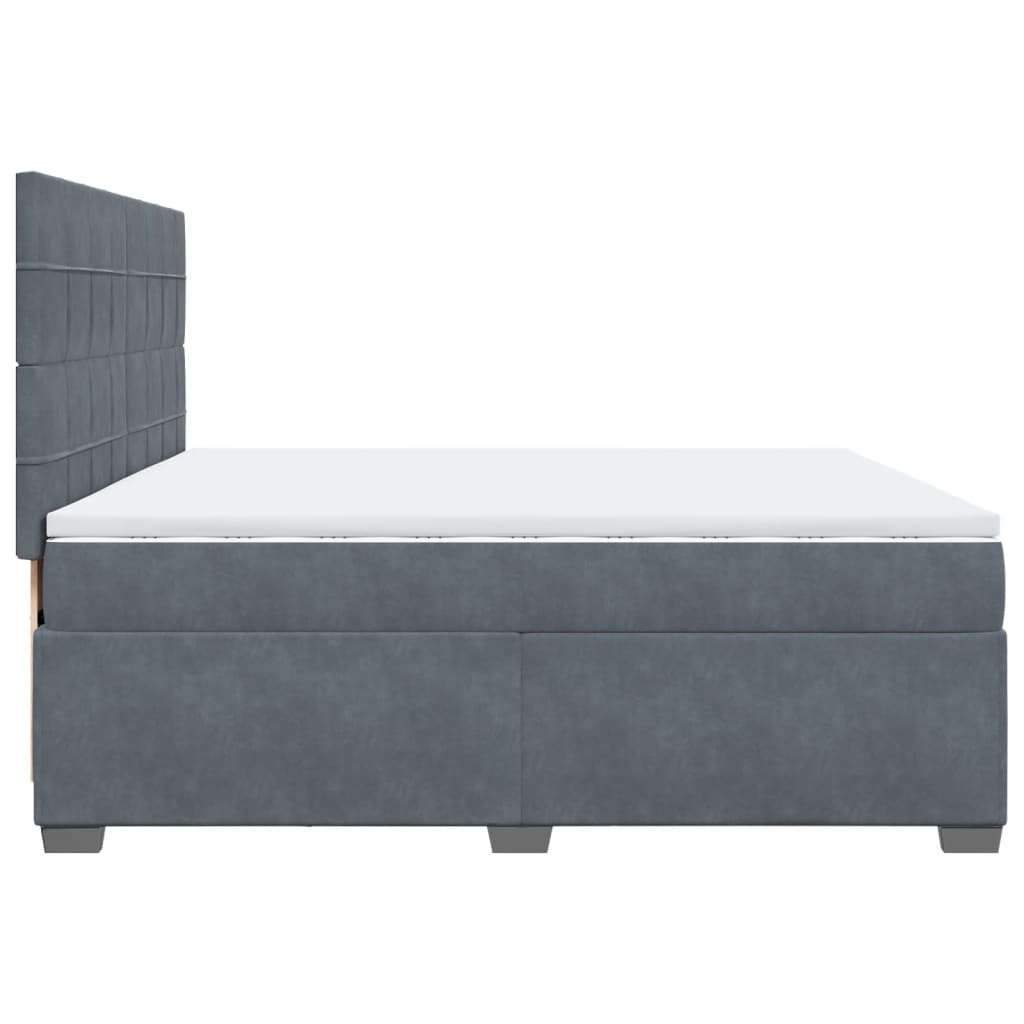 Giroletto a Molle con Materasso Grigio Scuro 200x200 cm Velluto | homemem39