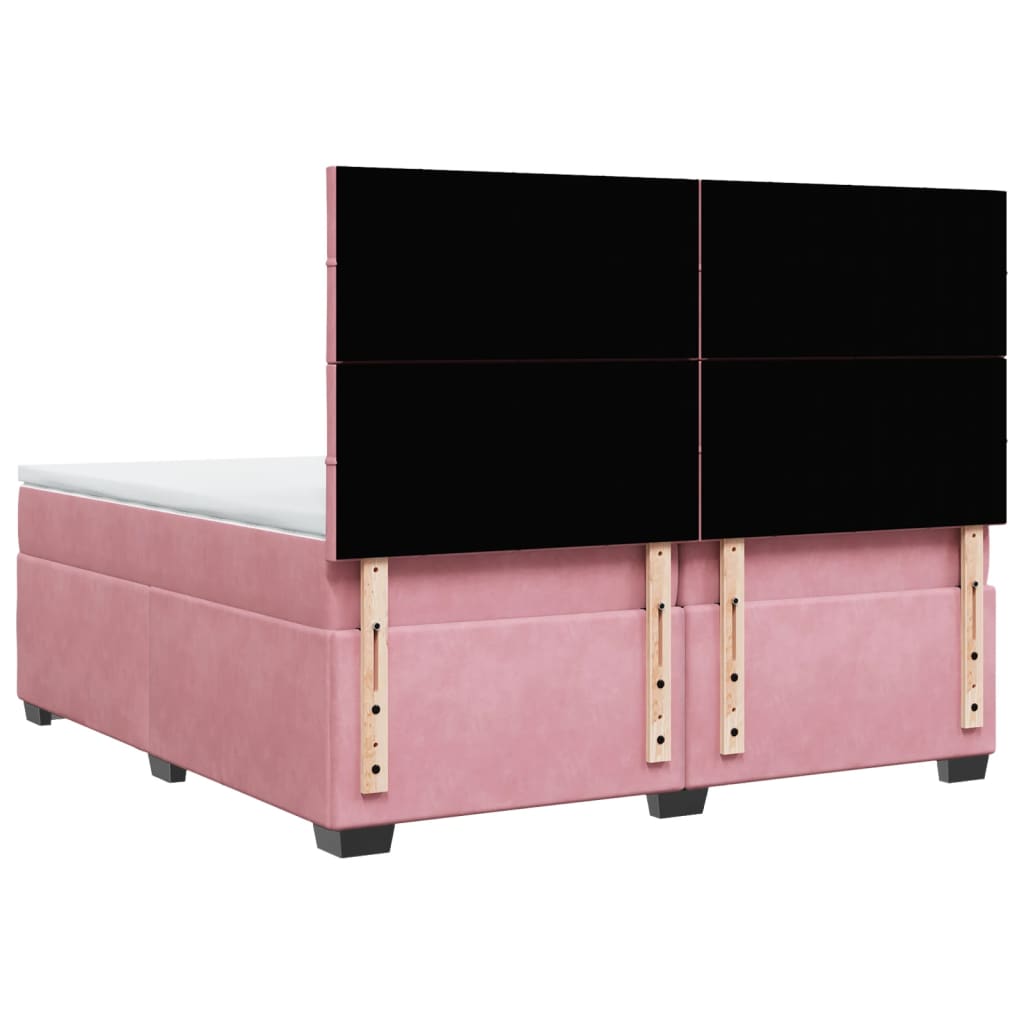 Giroletto a Molle con Materasso Rosa 200x200 cm in Velluto