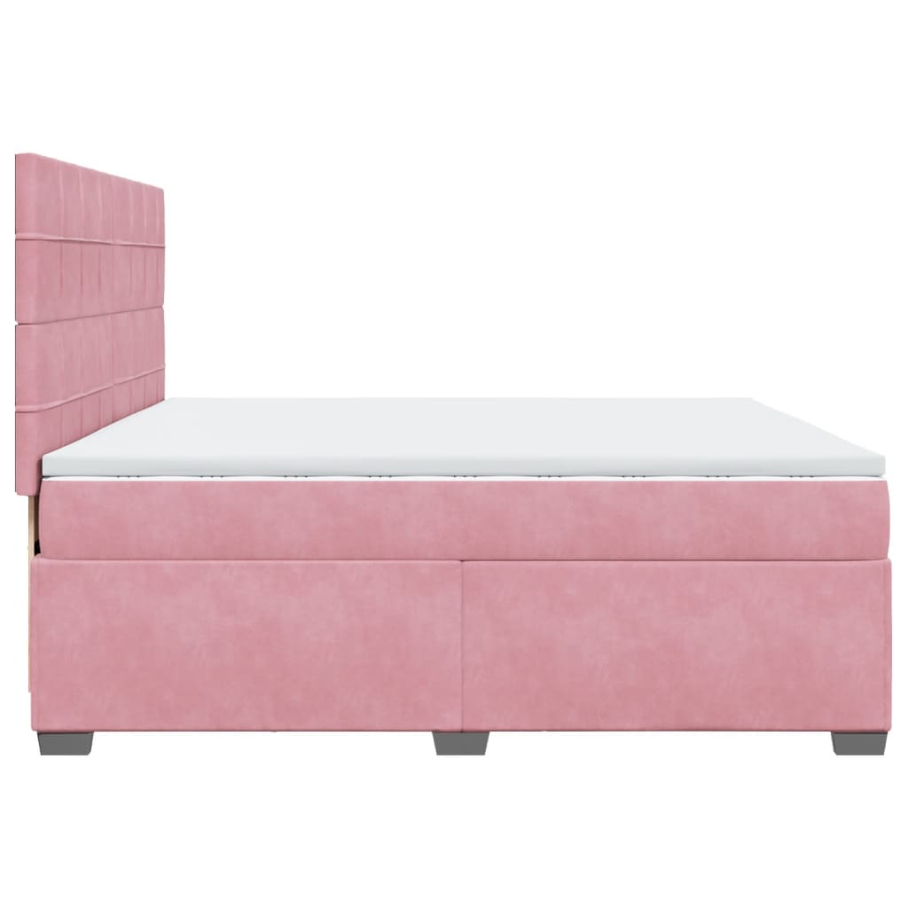 Giroletto a Molle con Materasso Rosa 200x200 cm in Velluto | homemem39