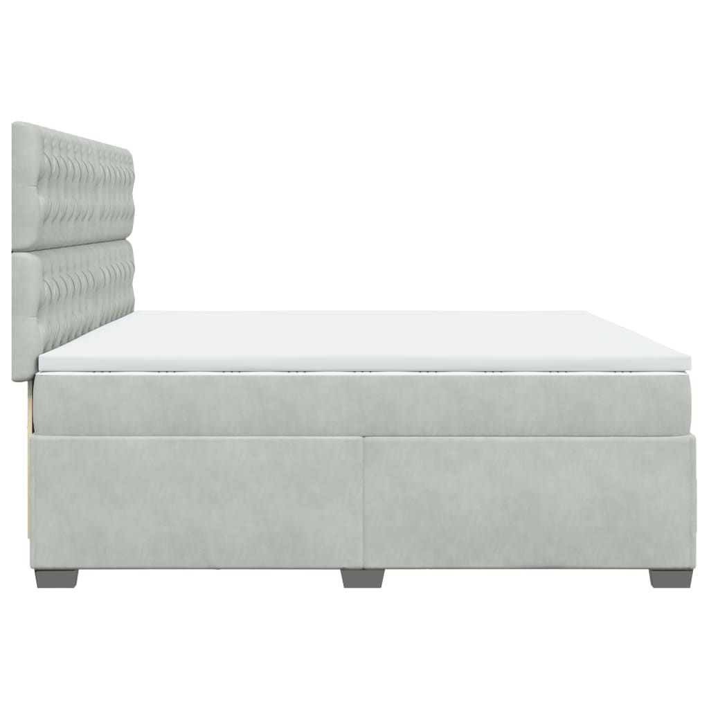 Giroletto a Molle con Materasso Grigio Chiaro 200x200cm Velluto | homemem39