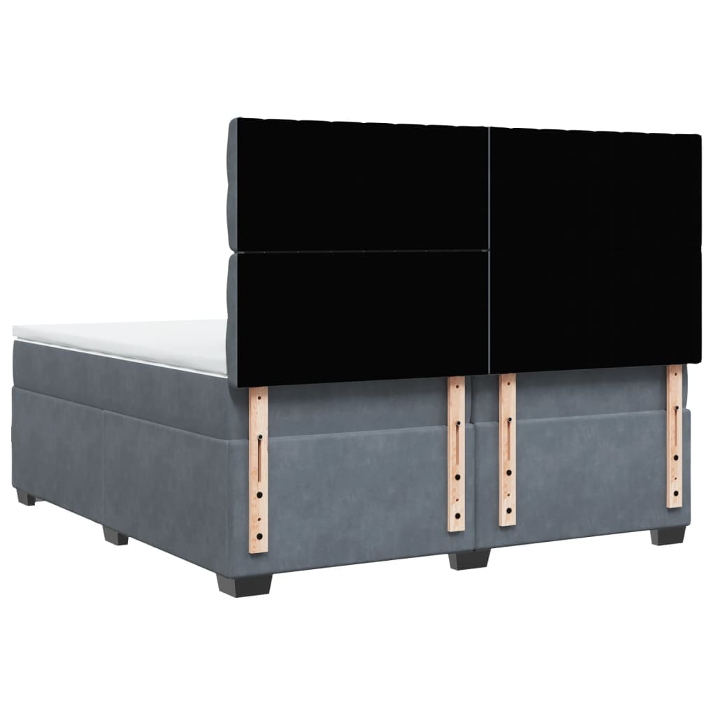 Giroletto a Molle con Materasso Grigio Scuro 200x200 cm Velluto