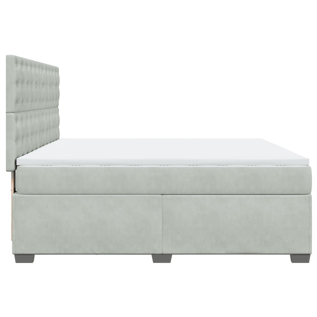 Giroletto a Molle con Materasso Grigio Chiaro 200x200cm Velluto | homemem39