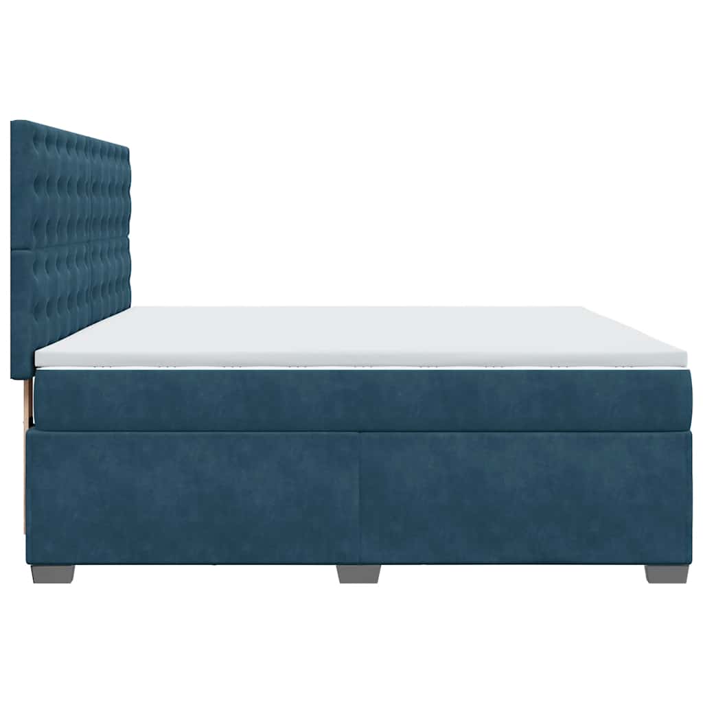 Giroletto a Molle con Materasso Blu 200x200 cm in Velluto | homemem39