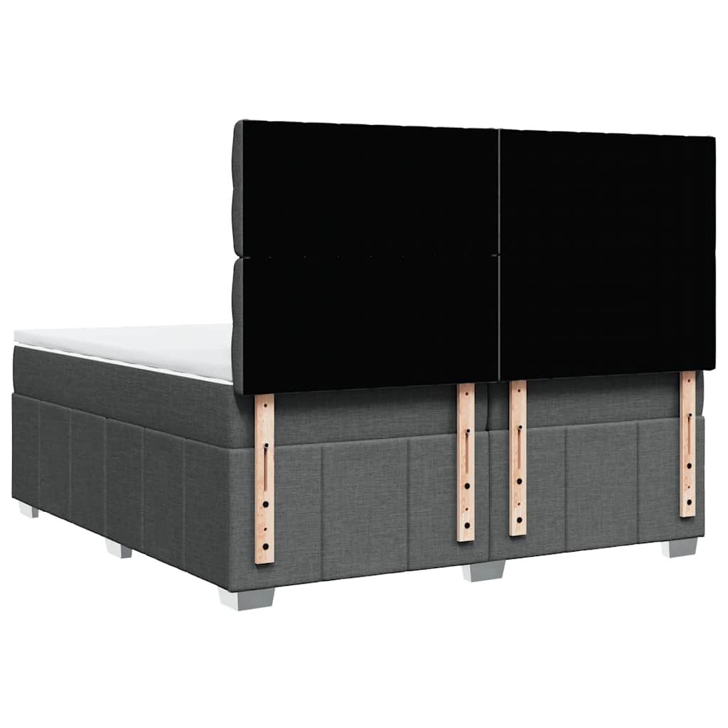 Giroletto a Molle con Materasso Grigio Scuro 200x200 cm Tessuto