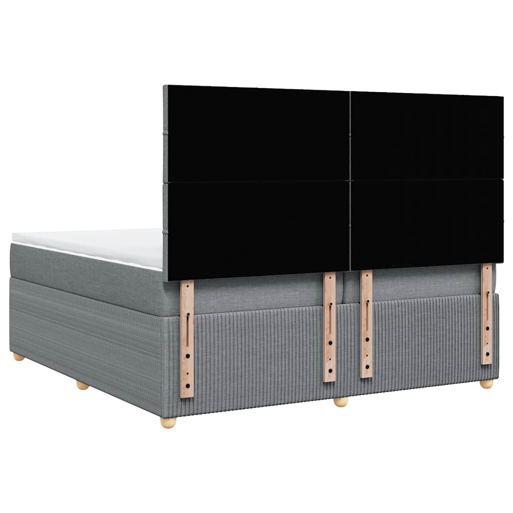 Giroletto a Molle con Materasso Grigio Chiaro 200x200cm Tessuto