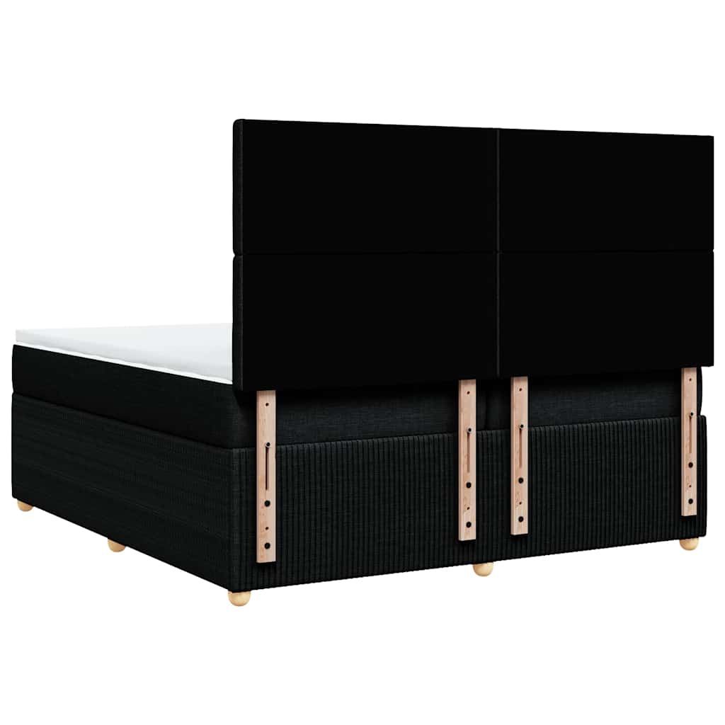 Giroletto a Molle con Materasso Nero 200x200 cm in Tessuto