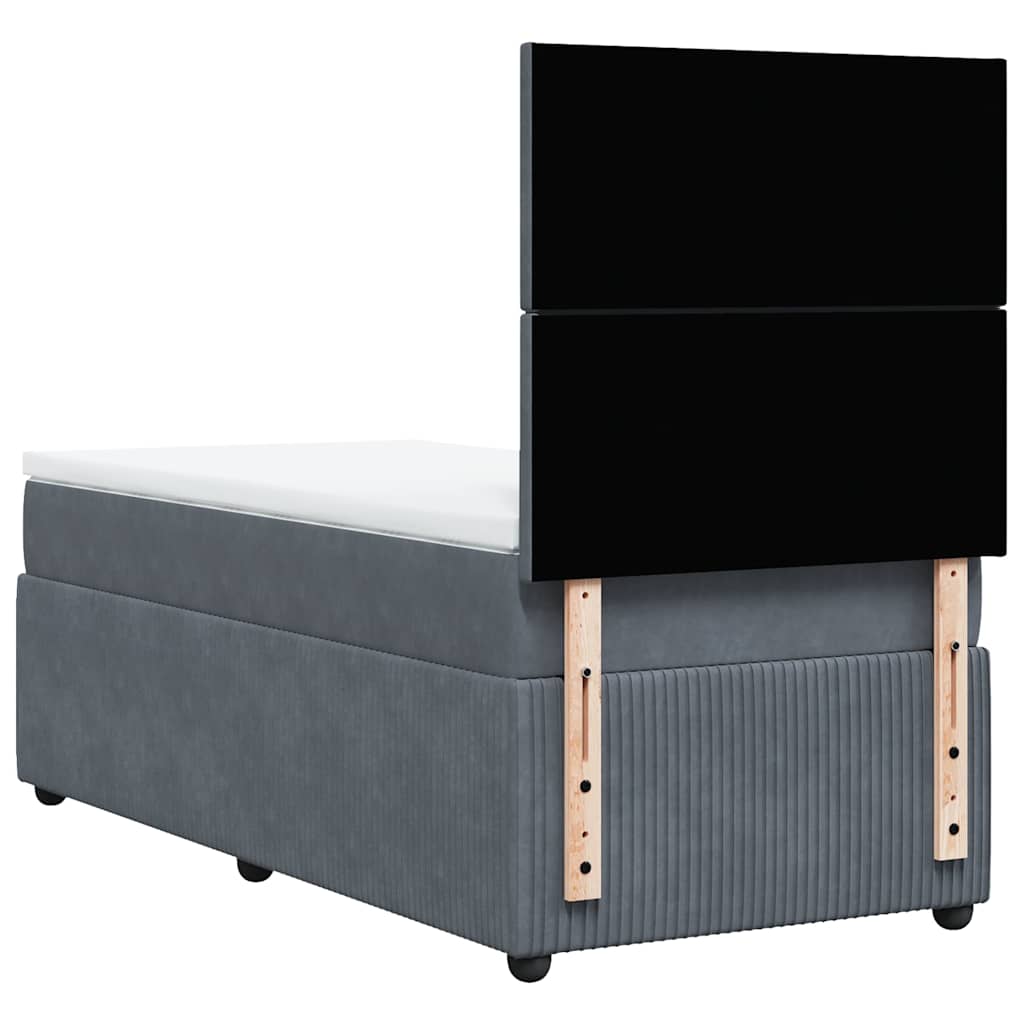 Giroletto a Molle con Materasso Grigio Scuro 80x200 cm Velluto